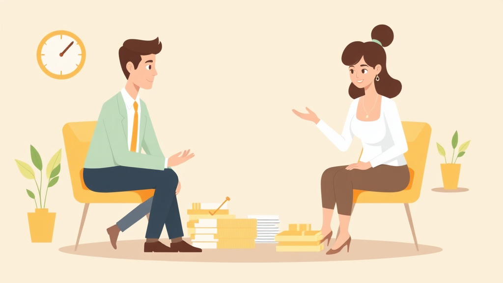 Illustration showing key concepts related to preparing for divorce financially: steps to take now