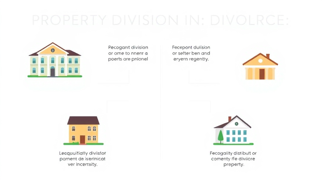 Visual guide for practical steps in property division in divorce: equitable distribution vs community property