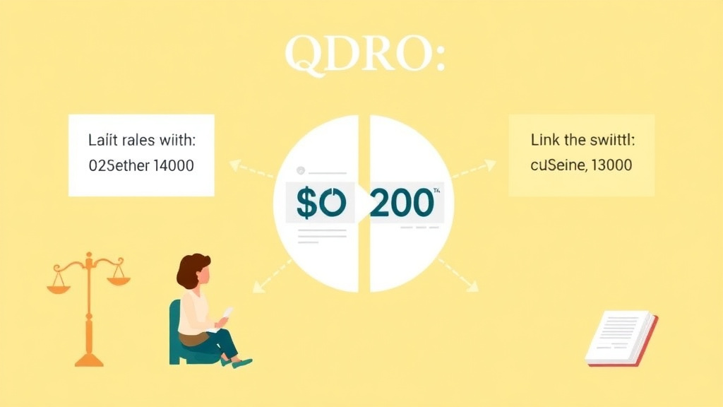 Illustration showing key concepts related to qdro explained: dividing 401k and pension in divorce