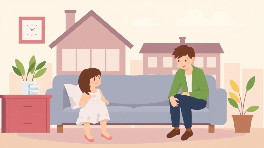 Illustration showing key concepts related to relocating after divorce: legal requirements for moving with children