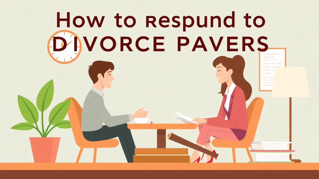 Illustration showing key concepts related to how to respond to divorce papers: deadlines and steps