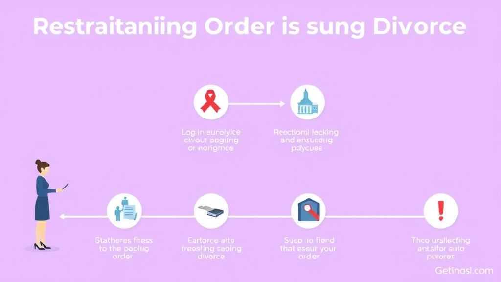 Visual guide for practical steps in restraining orders during divorce: types and process