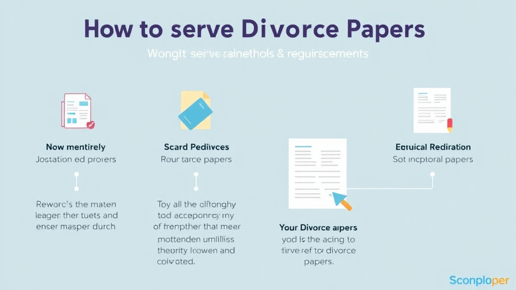 Visual guide for practical steps in how to serve divorce papers: methods and requirements