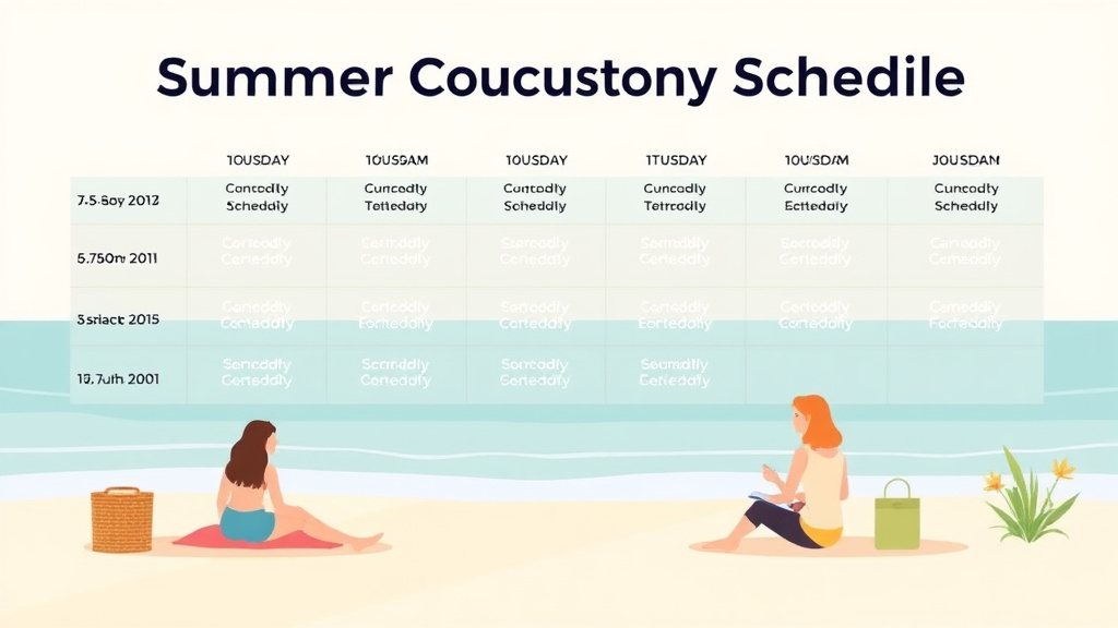 Illustration showing key concepts related to summer custody schedules: options and examples