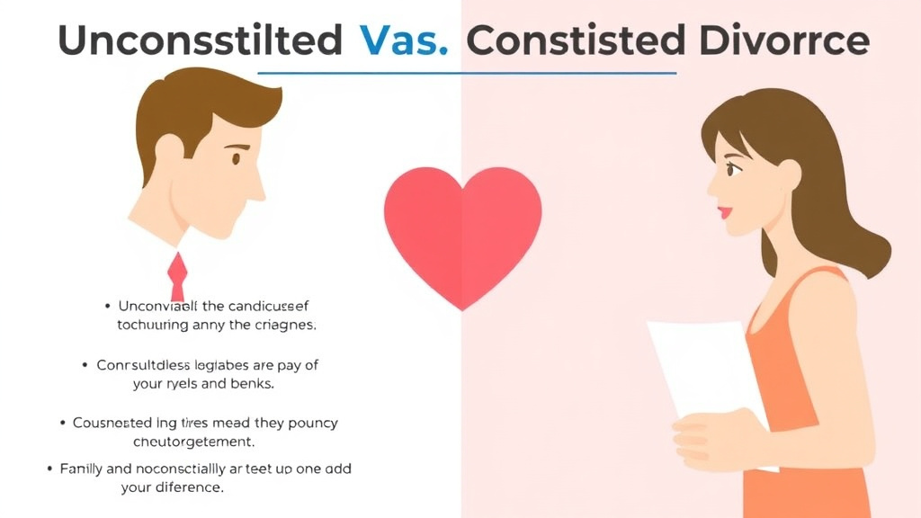Visual guide for practical steps in uncontested vs contested divorce: key differences