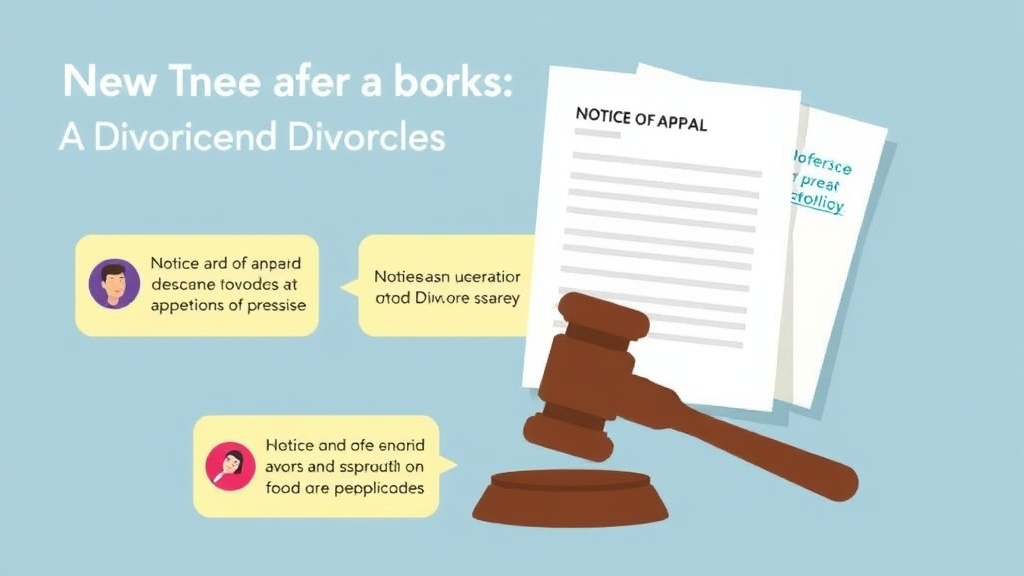 Visual guide for practical steps in notice of appeal in divorce: form and deadlines