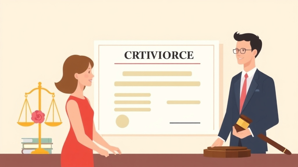 Illustration showing key concepts related to certificate of divorce: how to obtain a certified copy