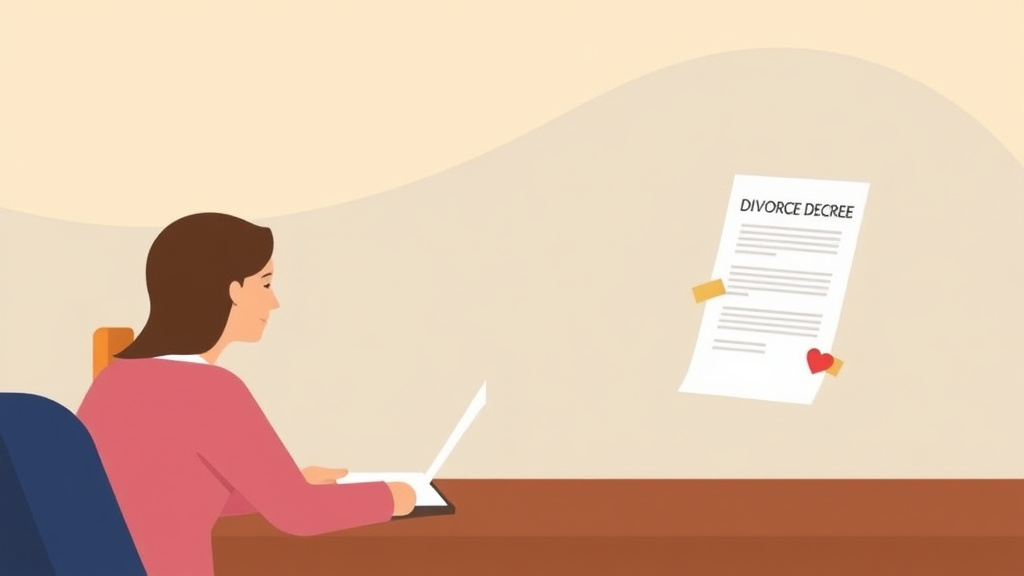 Illustration showing key concepts related to getting a certified copy of your divorce decree