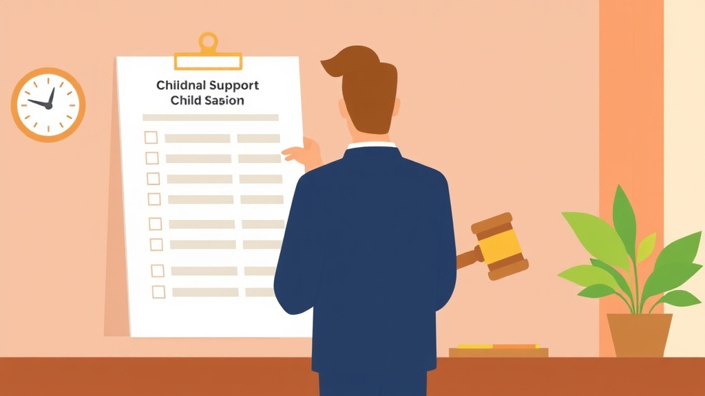 Illustration showing key concepts related to child support modification form: filing for changes