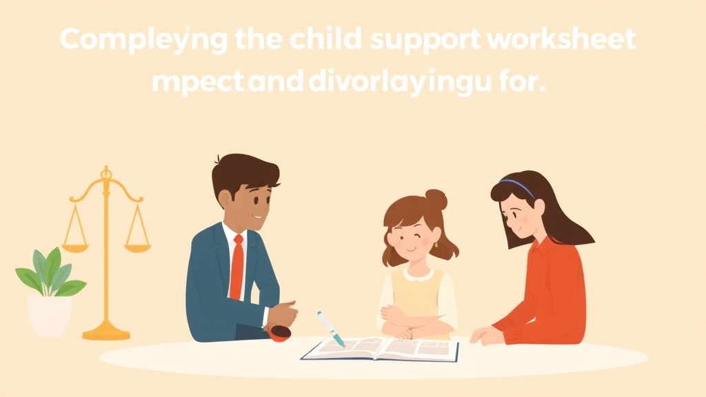 Illustration showing key concepts related to completing the child support worksheet: income and expense guide