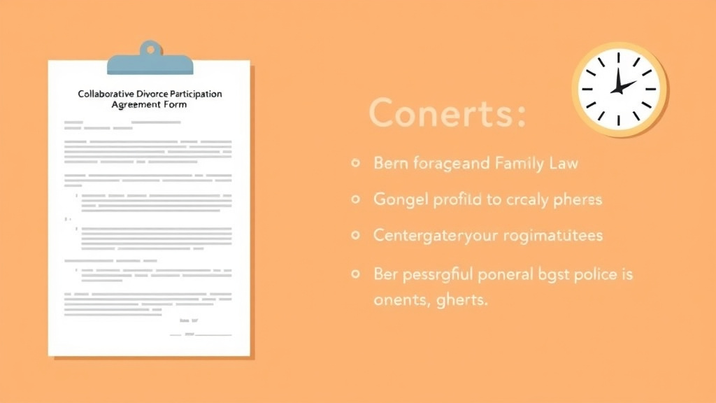 Illustration showing key concepts related to collaborative divorce participation agreement form