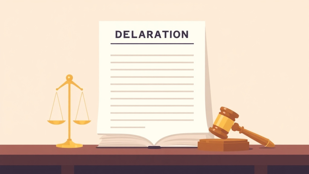 Illustration showing key concepts related to declaration form in divorce: written testimony under oath