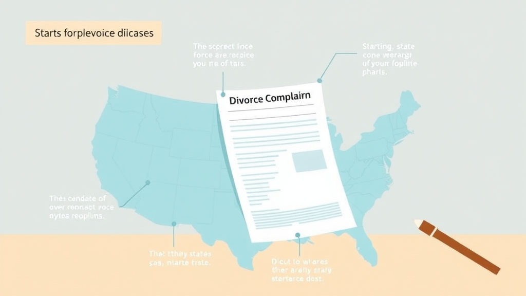Visual guide for practical steps in divorce complaint form: starting the case in complaint states