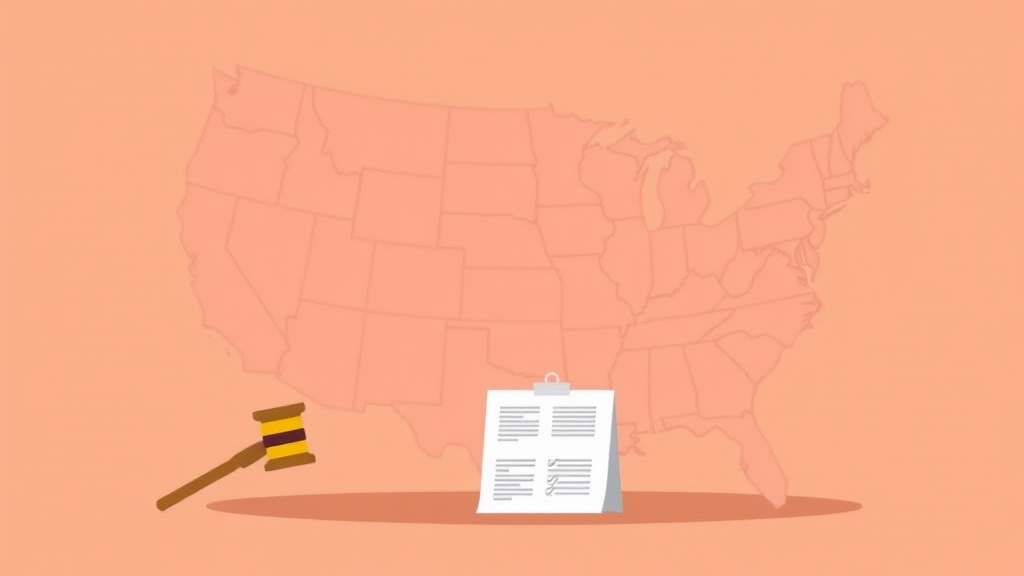 Illustration showing key concepts related to divorce filing document checklist by state