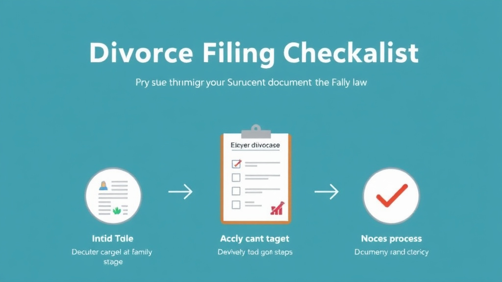 Visual guide for practical steps in divorce filing document checklist by state