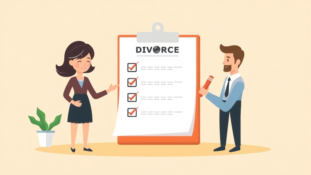 Illustration showing key concepts related to divorce forms checklist: track your progress