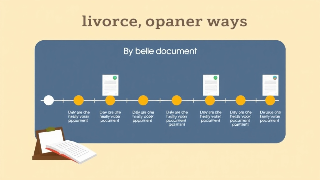 Illustration showing key concepts related to divorce paperwork timeline: when to file each document