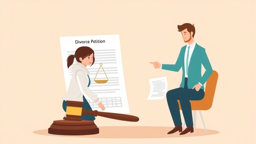 Illustration showing key concepts related to how to complete the divorce petition form