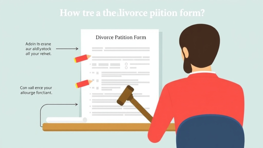 Visual guide for practical steps in how to complete the divorce petition form