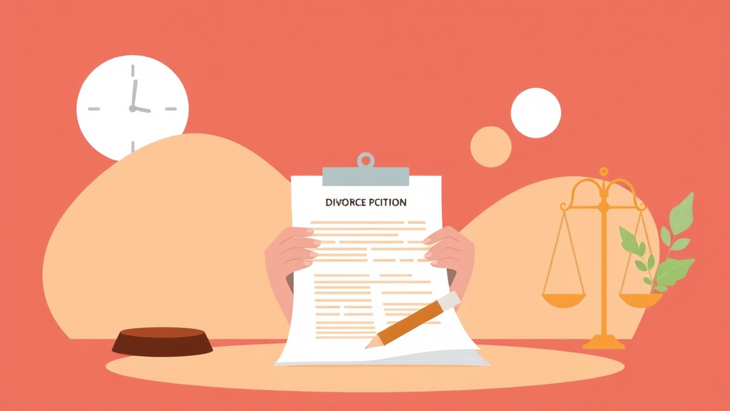 Illustration showing key concepts related to how to fill out a divorce petition: field-by-field instructions