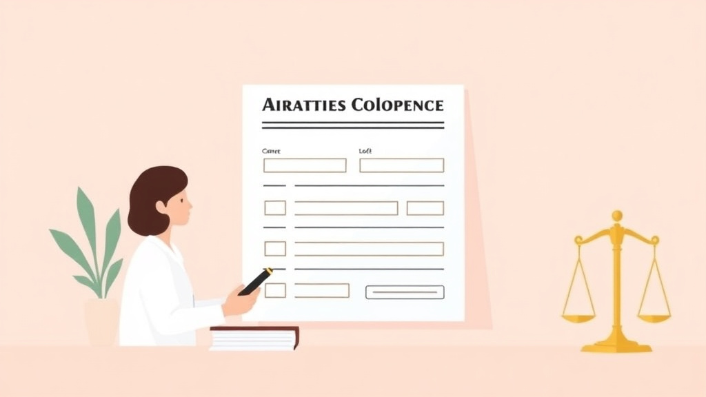 Illustration showing key concepts related to how to complete the divorce response form