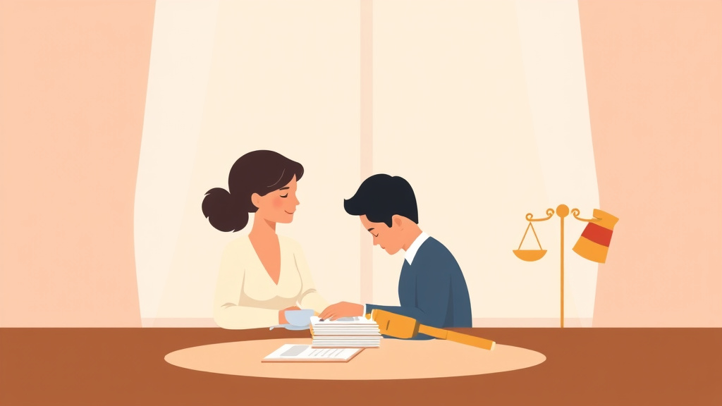 Illustration showing key concepts related to divorce without children: simplified form requirements