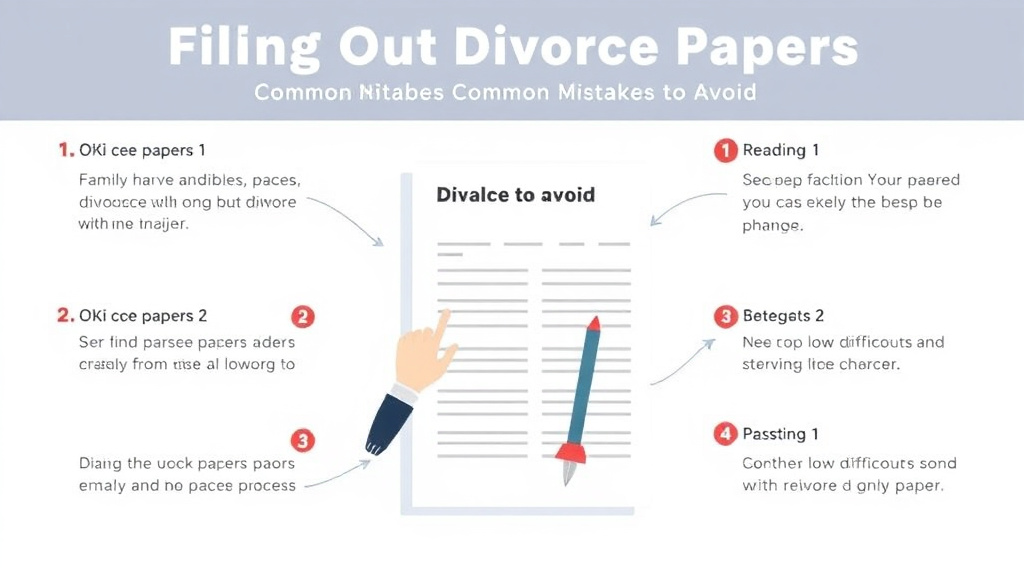 Visual guide for practical steps in filling out divorce papers: common mistakes to avoid