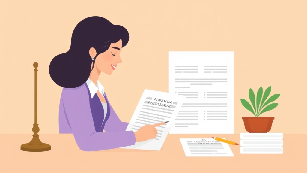 Illustration showing key concepts related to financial disclosure forms in divorce: how to complete them accurately