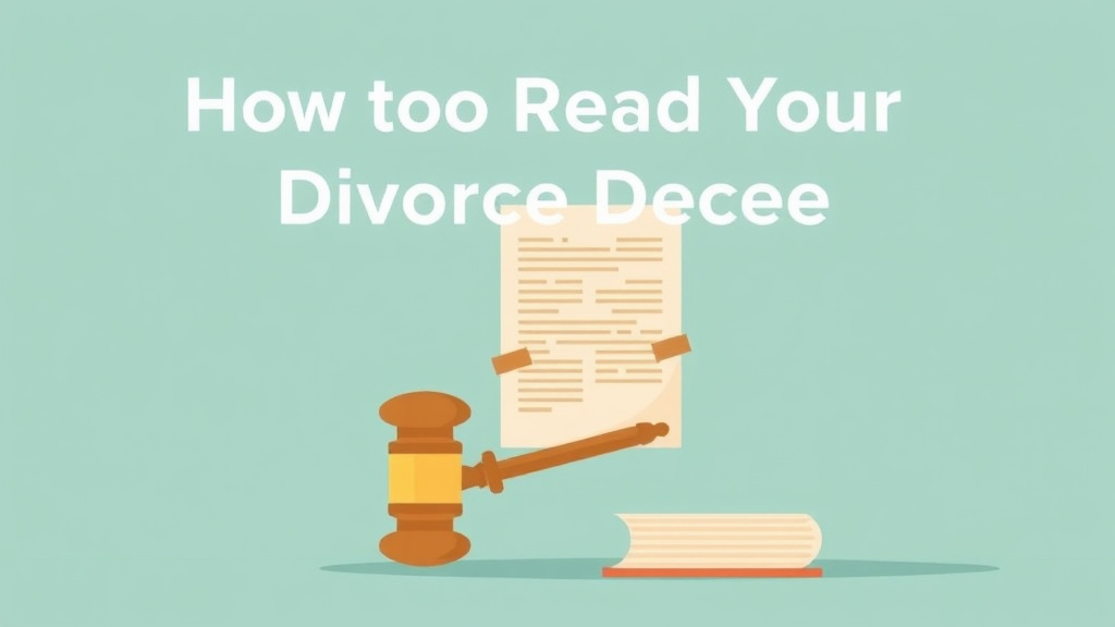 Illustration showing key concepts related to how to read your divorce decree: understanding legal language