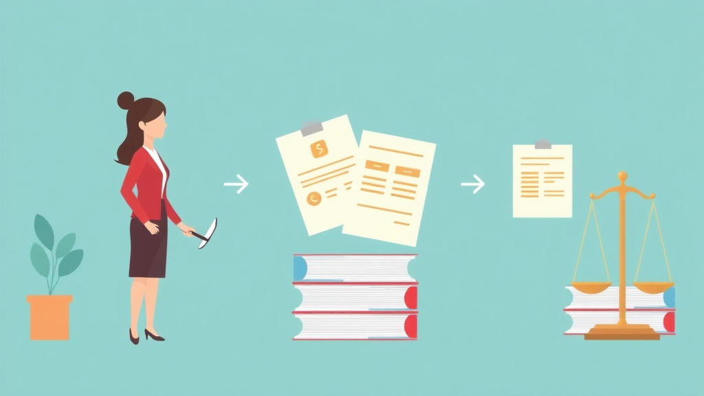 Illustration showing key concepts related to mandatory disclosure in divorce: required financial documents