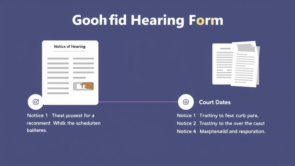 Visual guide for practical steps in notice of hearing form: scheduling court dates