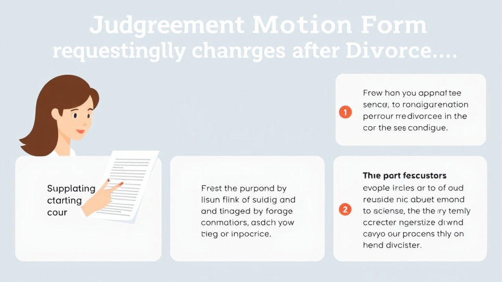 Visual guide for practical steps in post-judgment motion form: requesting changes after divorce