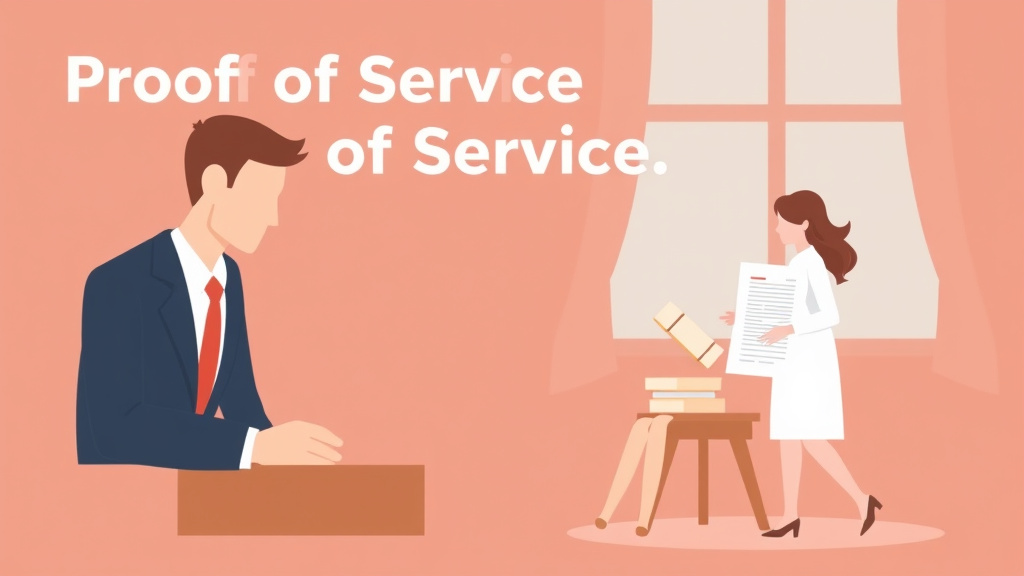 Illustration showing key concepts related to proof of service in divorce: filing requirements and methods
