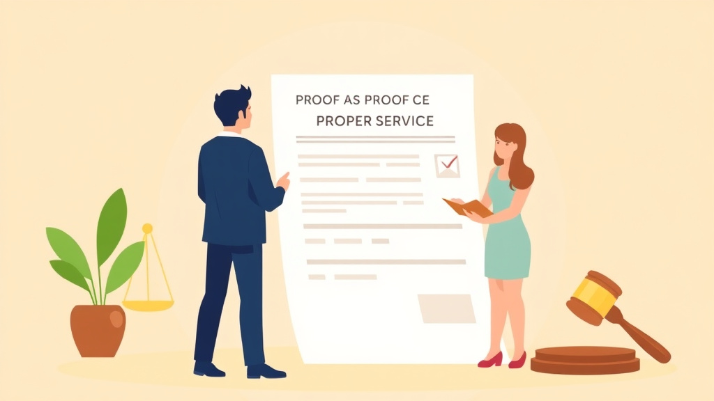 Illustration showing key concepts related to proof of service form: documenting proper service