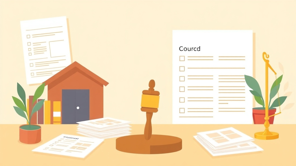 Illustration showing key concepts related to property declaration forms: listing assets and debts for court