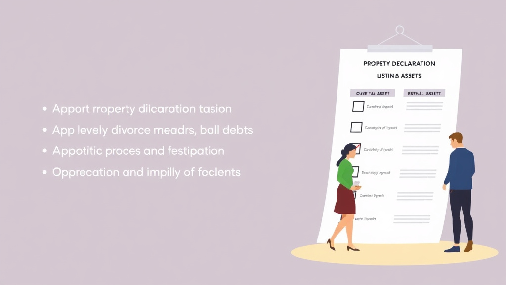 Illustration showing key concepts related to property declaration form: listing assets and debts