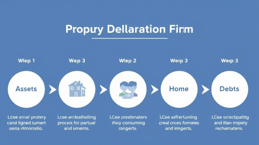 Visual guide for practical steps in property declaration form: listing assets and debts