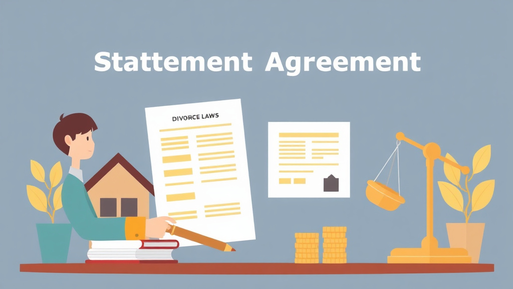 Illustration showing key concepts related to property settlement agreement form: division of assets