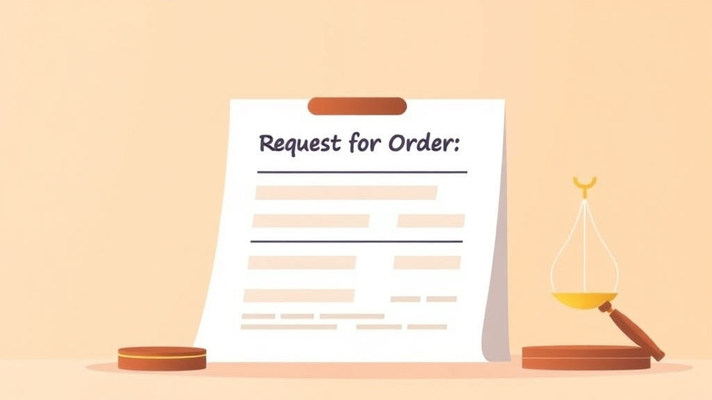 Illustration showing key concepts related to request for order form: asking the court to decide