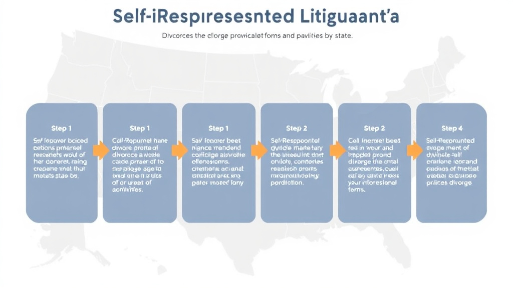 Visual guide for practical steps in self-represented litigant forms: resources by state