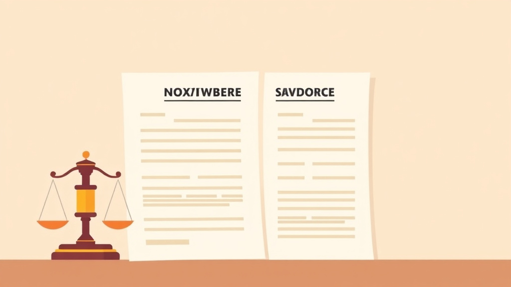 Illustration showing key concepts related to divorce summons form: how to complete and serve