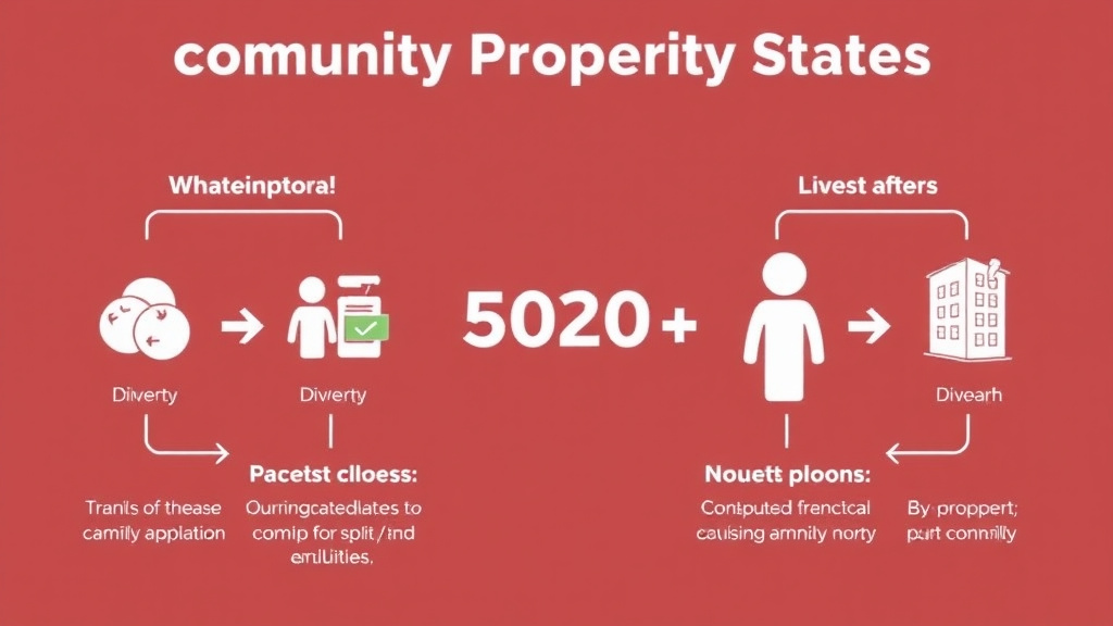 Visual guide for practical steps in community property states: how assets are split 50/50