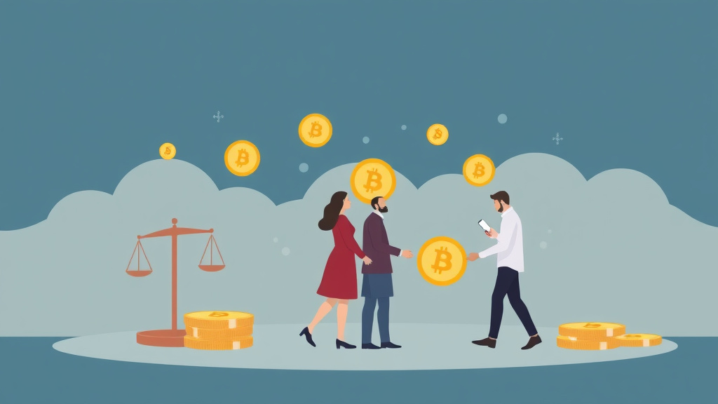Illustration showing key concepts related to cryptocurrency in divorce: discovery and division