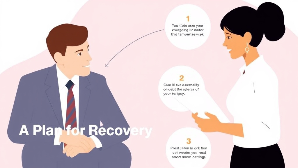 Illustration showing key concepts related to managing debt after divorce: a plan for recovery