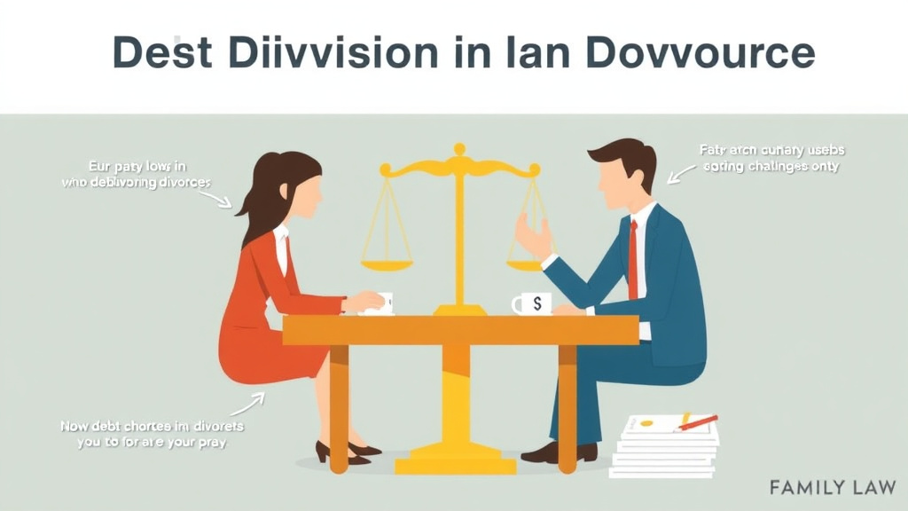 Visual guide for practical steps in debt division in divorce: who pays what