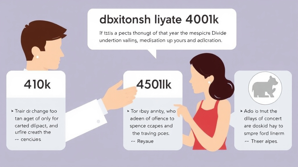 Illustration showing key concepts related to dividing a 401k in divorce: qdro process and tax rules
