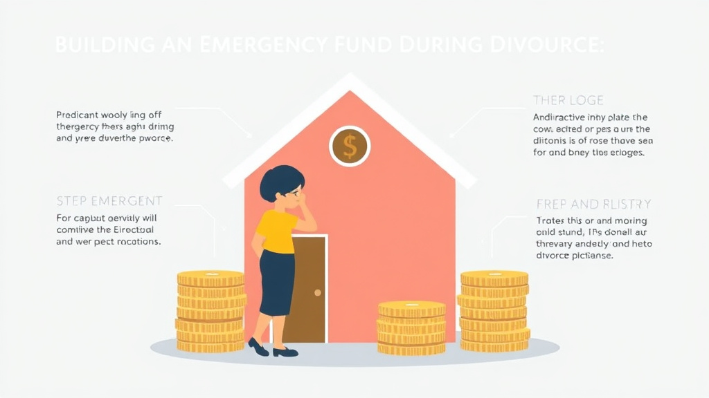 Visual guide for practical steps in building an emergency fund during divorce