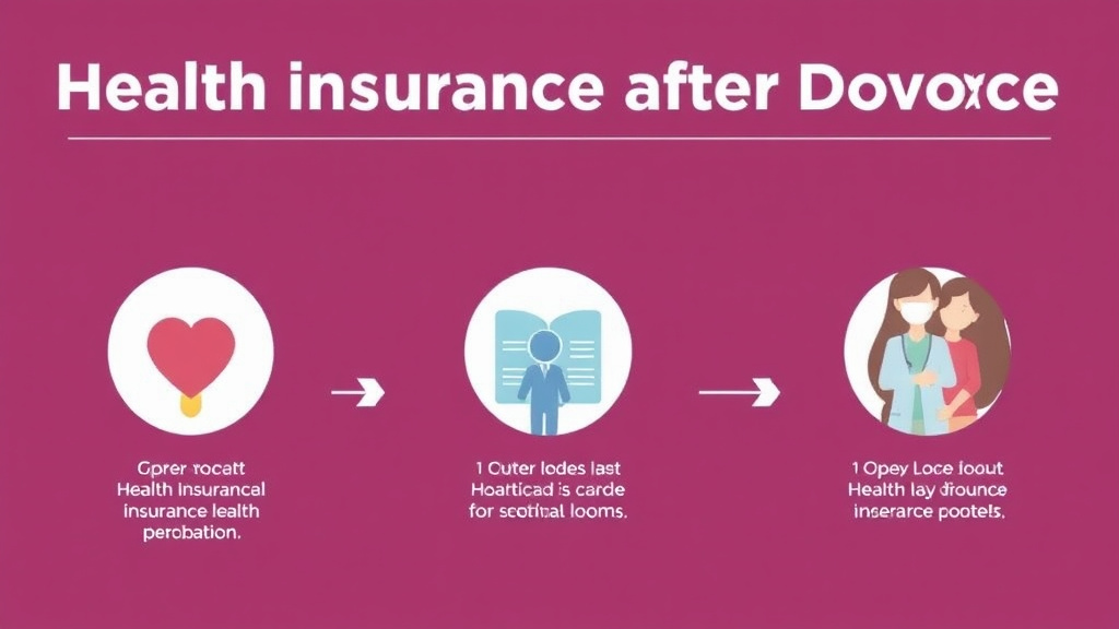 Illustration showing key concepts related to health insurance after divorce: cobra and other options