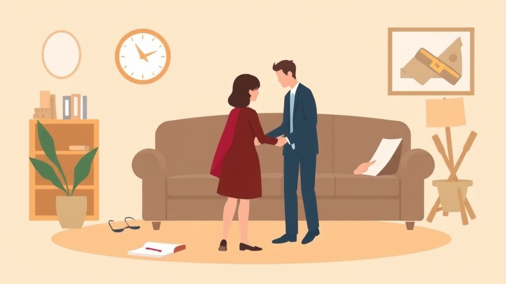 Illustration showing key concepts related to finding hidden assets in divorce: red flags and discovery methods