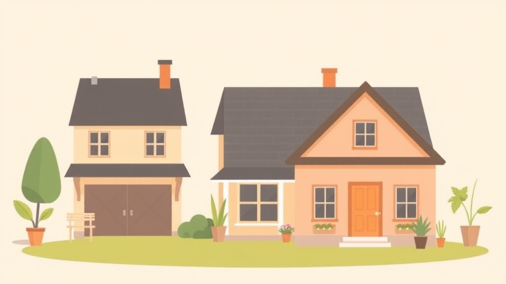 Illustration showing key concepts related to getting your home appraised for divorce: process and what to expect